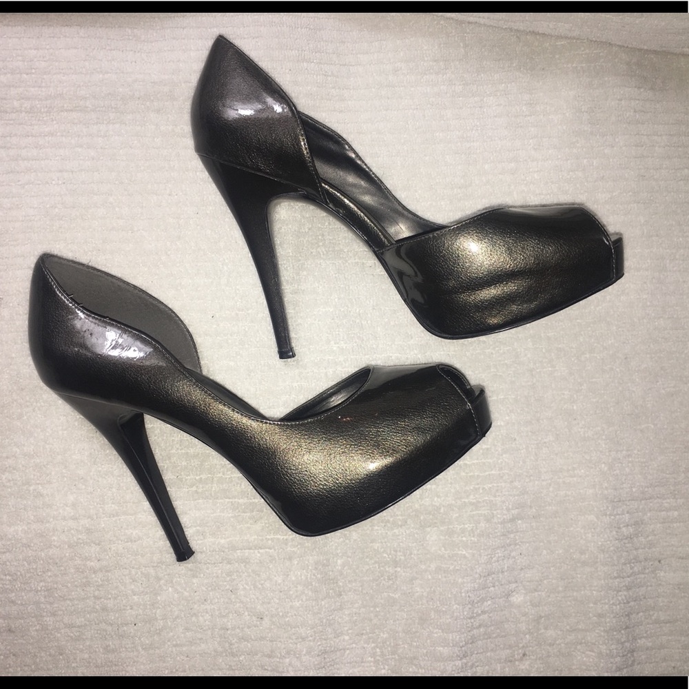 Open Toe Gunmetal Heels